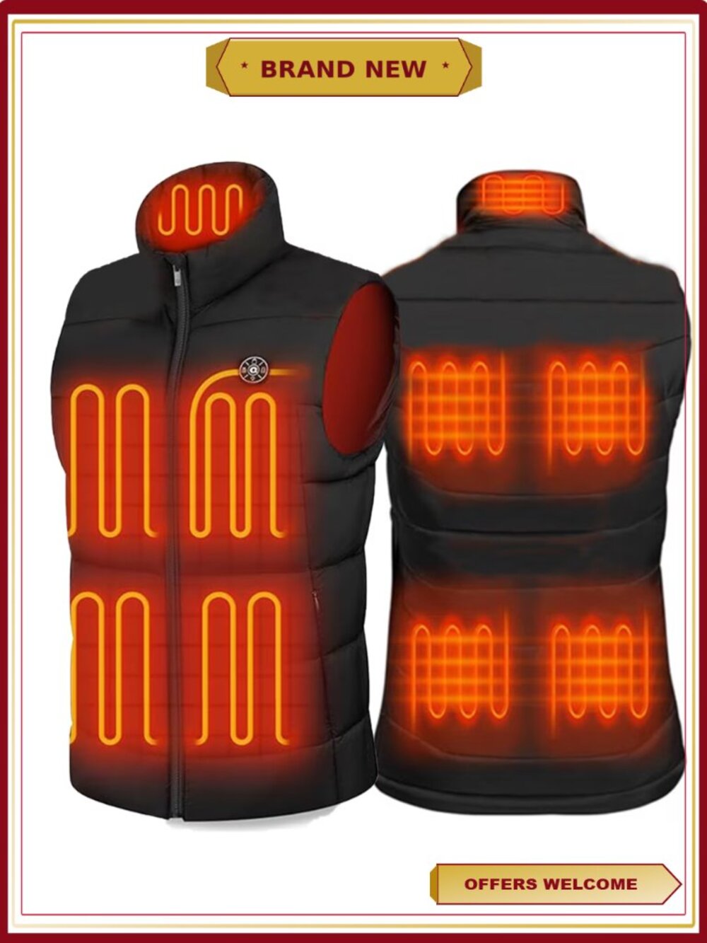 Lightweight Heated Vest 3 Temperatures Electric Warming Jacket Heated Collar